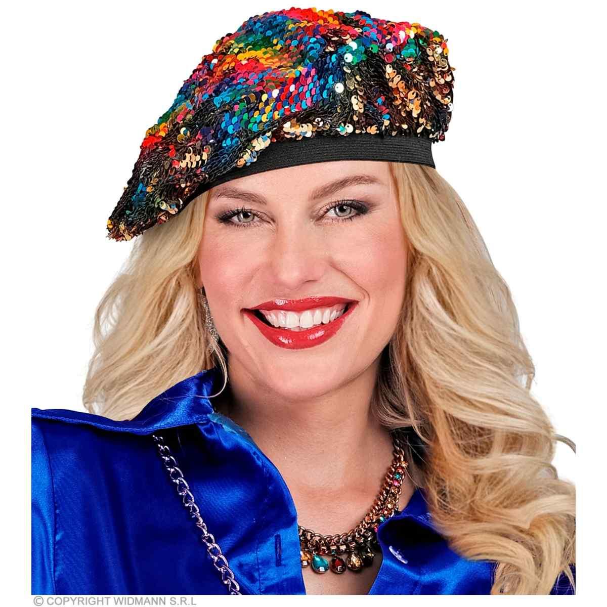 Cappello Basco con Paillettes Multicolor |Widmann
