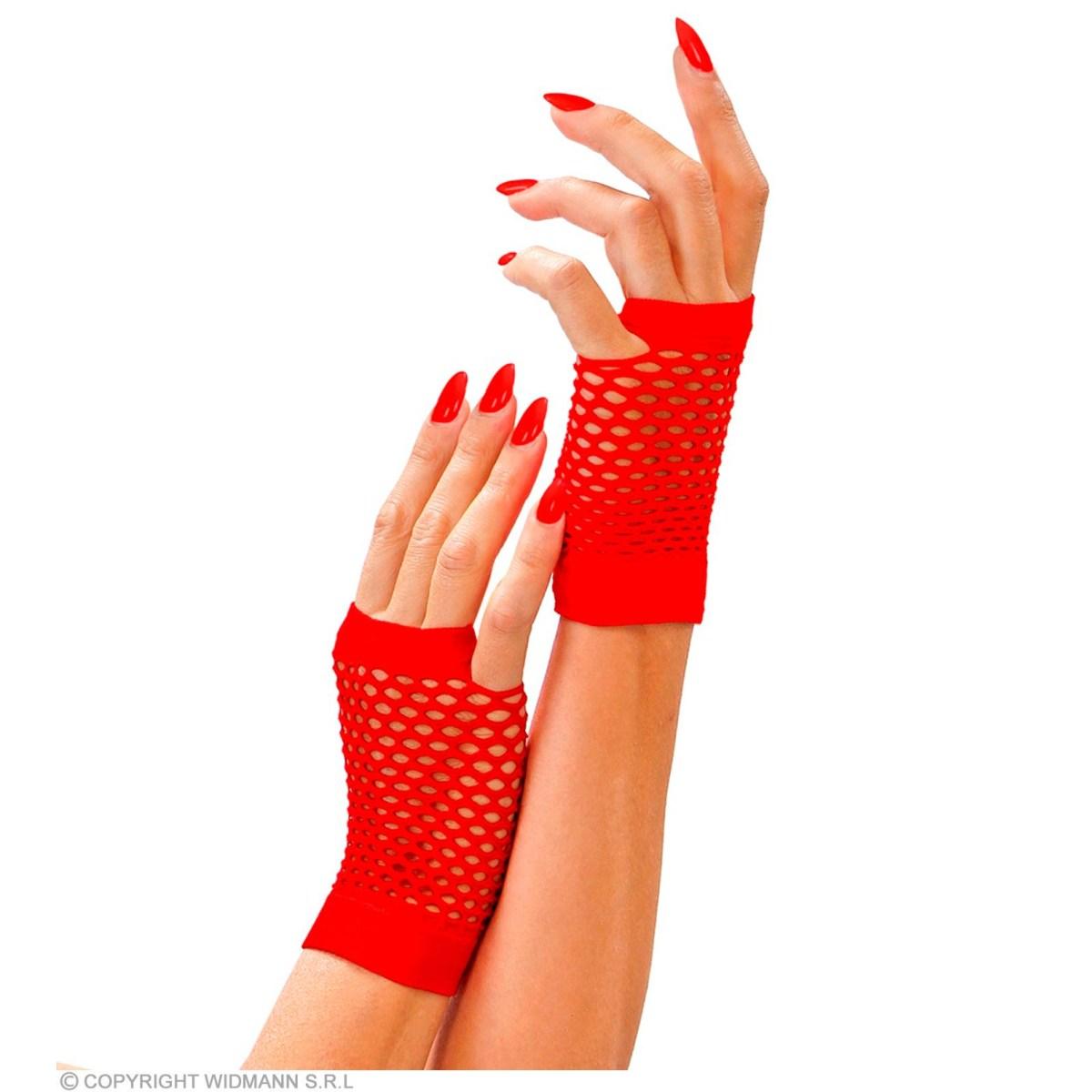 Guanti Corti Rete Rossi cm.10 |Widmann