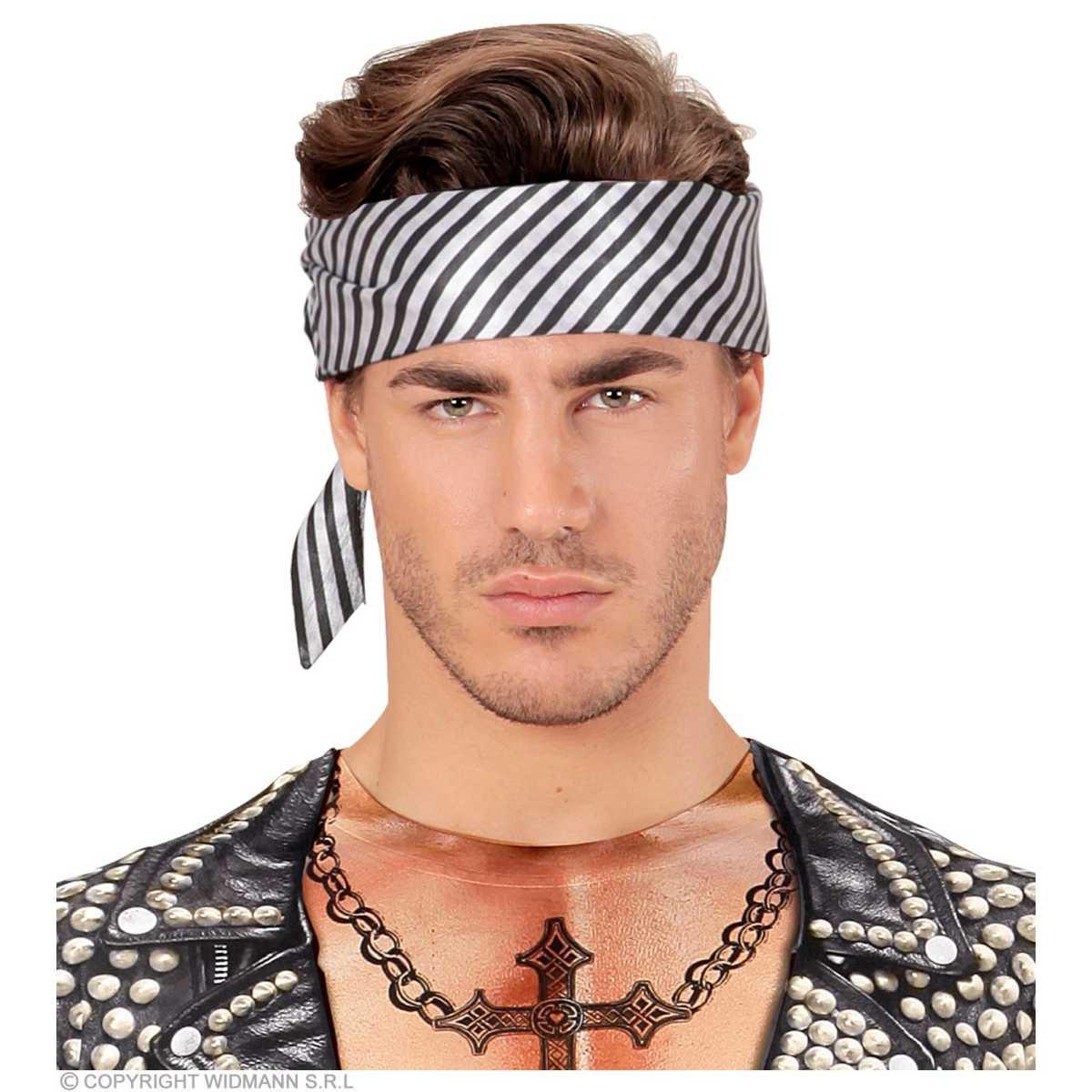 Foulard Raso Nero Righe Bianche |Widmann