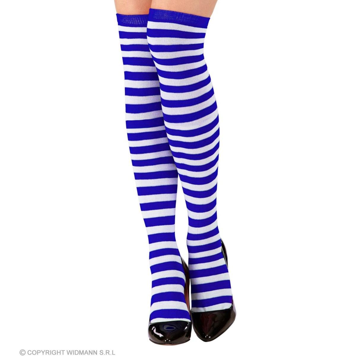 Collant Autoreggenti Righe Blu e Bianche |Widmann