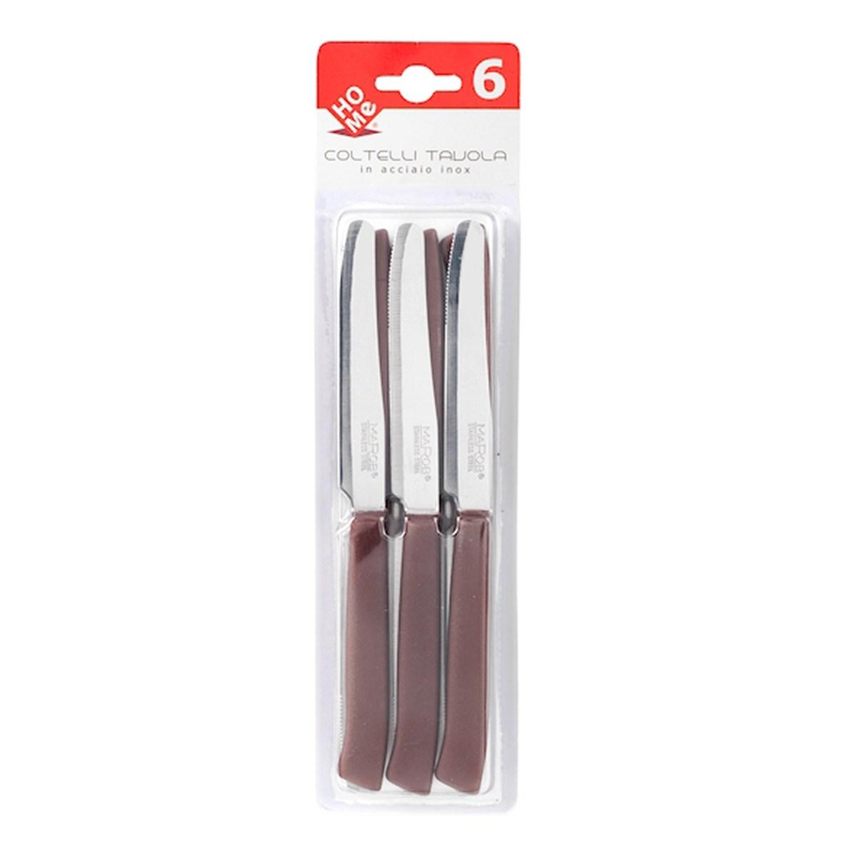 Coltelli Tavola Set pz.6 Inox Home Manico Marrone | H&H