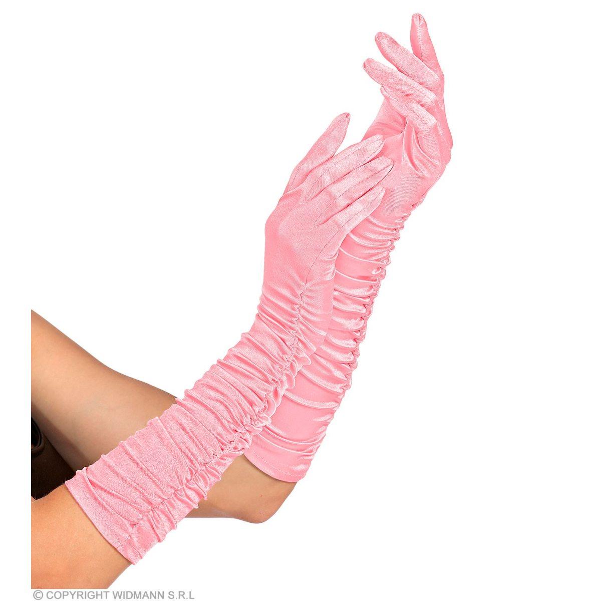 Guanti Raso Lunghi Rosa Plistati |Widmann