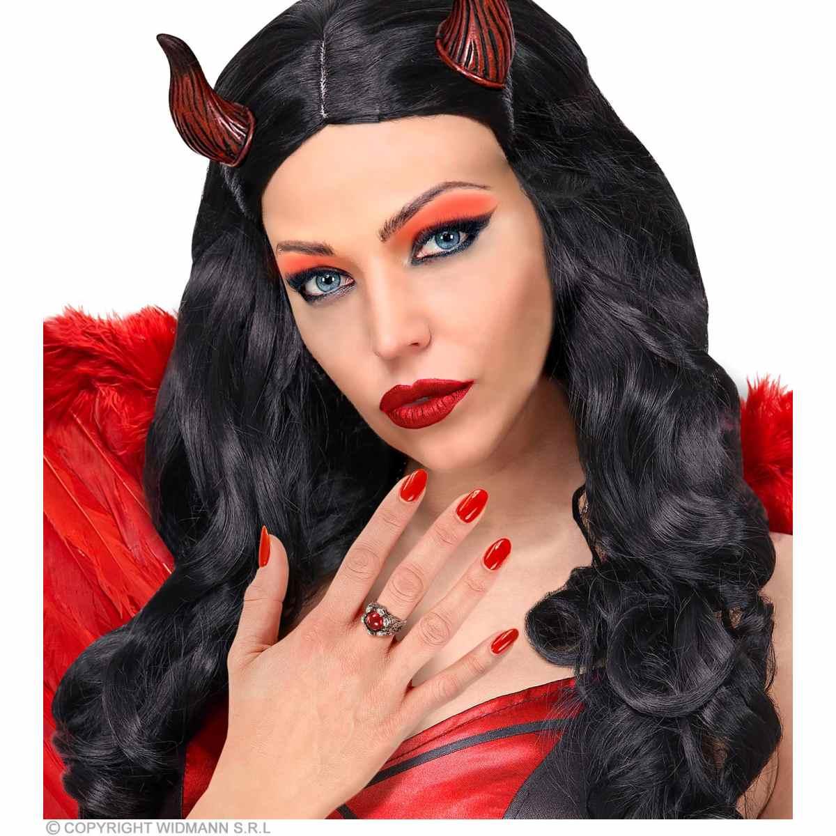 Anello Argento con Teschi e Pietra Rossa |Widmann