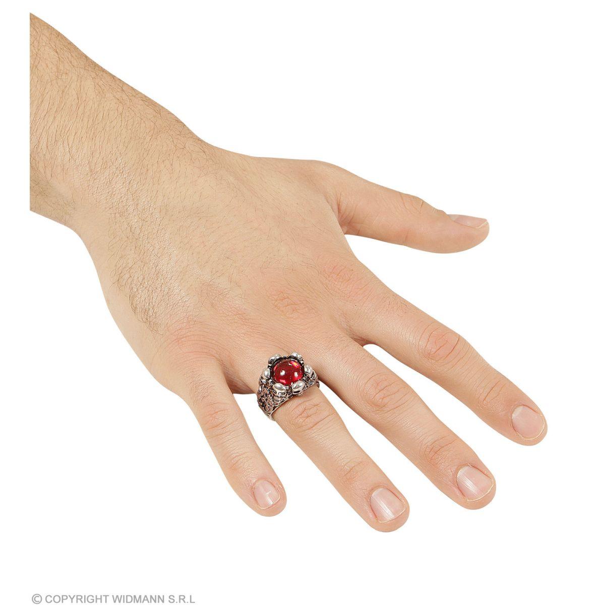 Anello Argento con Teschi e Pietra Rossa |Widmann