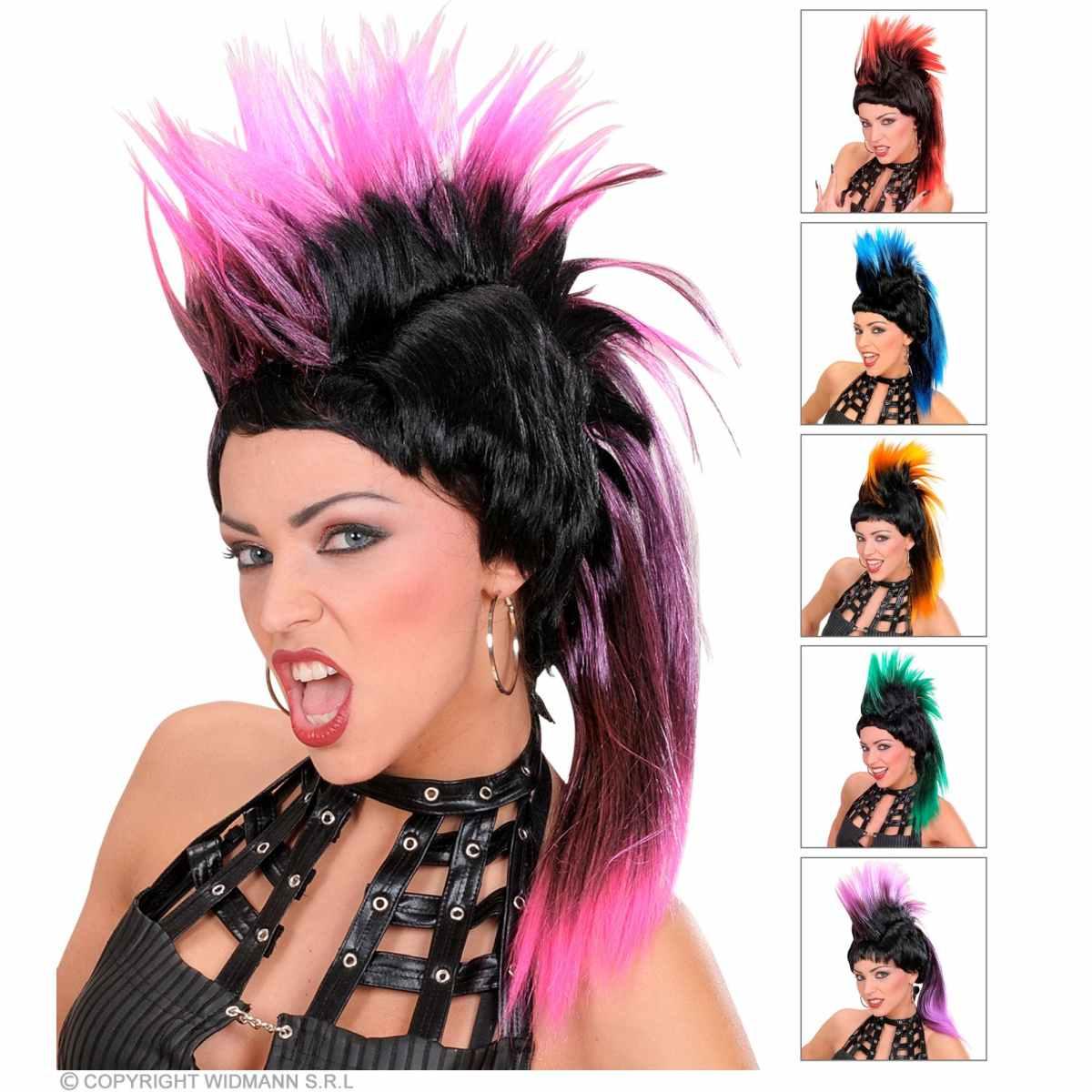 Parrucca Punk Nera Conn Cresta |Widmann