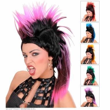 Parrucca Punk Nera Conn Cresta |Widmann