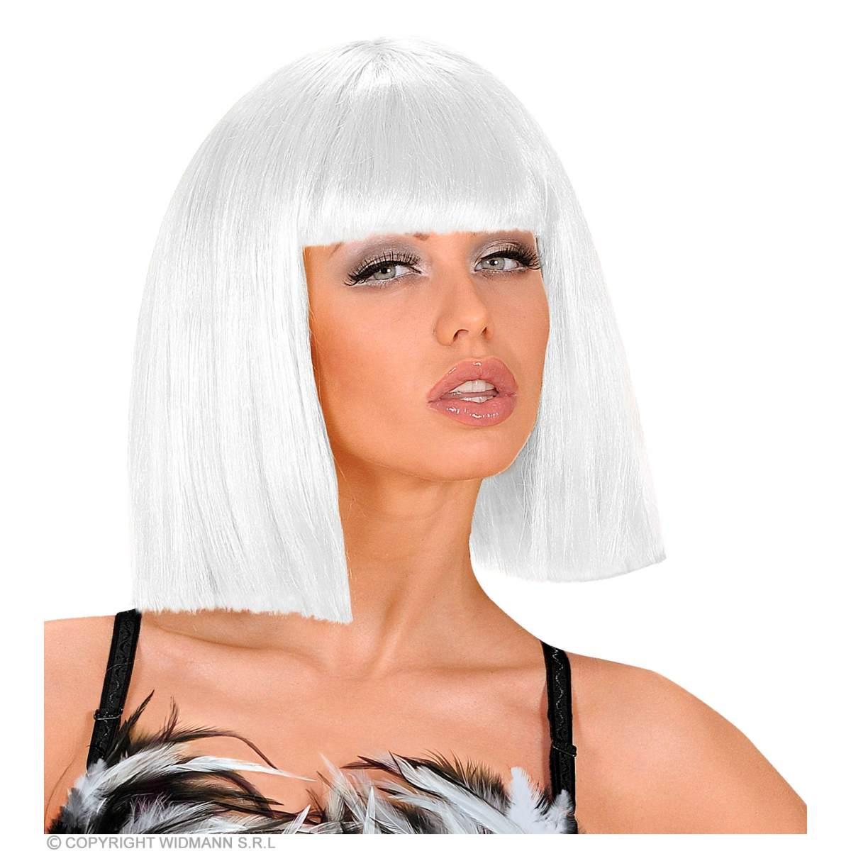 Parrucca Caschetto Bianca Liscia con Frangia Show Girl |Widmann