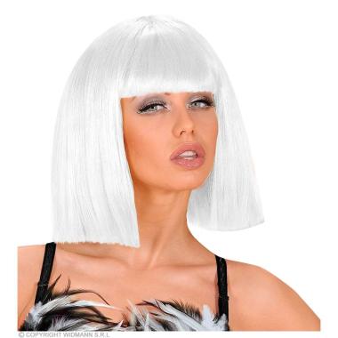 Parrucca Caschetto Bianca Liscia con Frangia Show Girl |Widmann