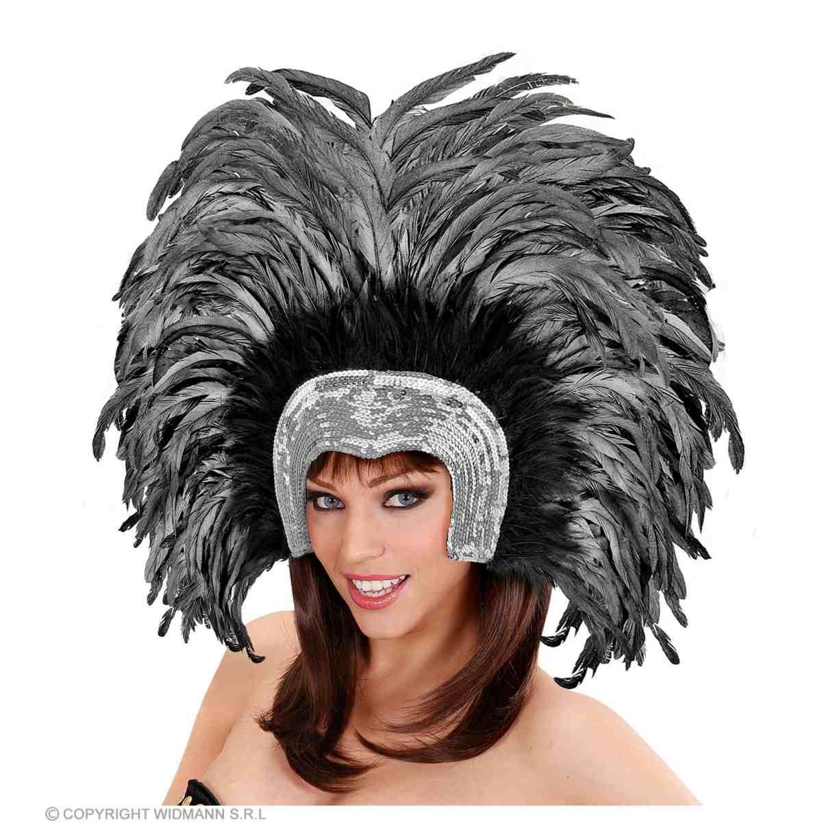 Copricapo Paillettes Argento con Piume |Widmann