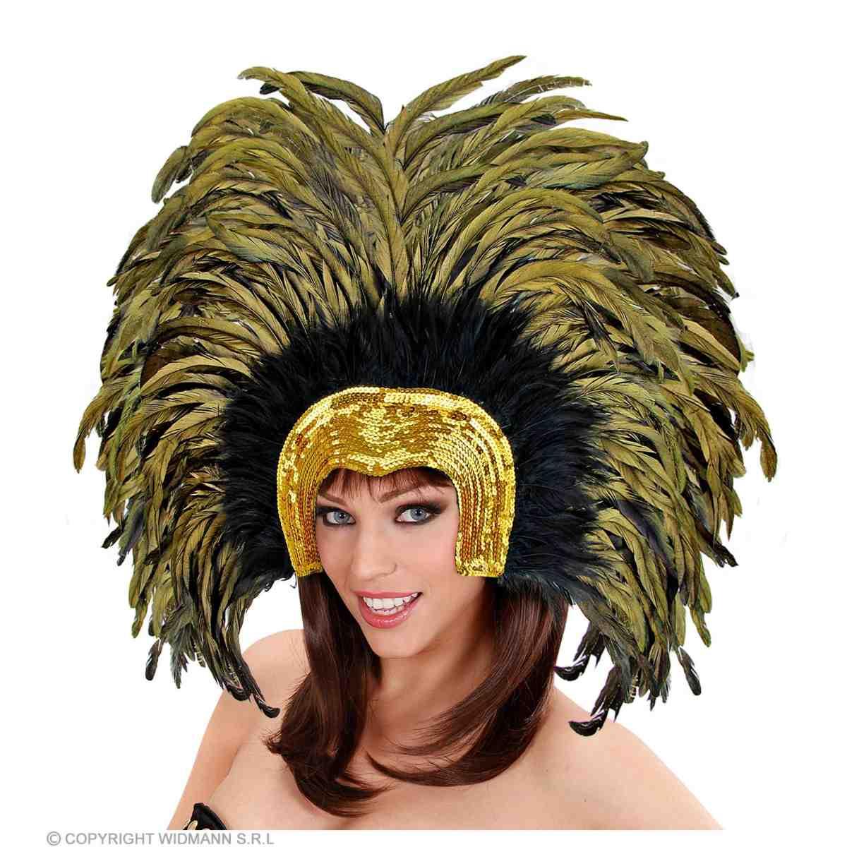 Copricapo Paillettes Oro con Piume |Widmann