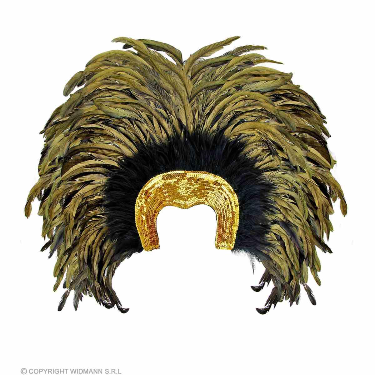 Copricapo Paillettes Oro con Piume |Widmann