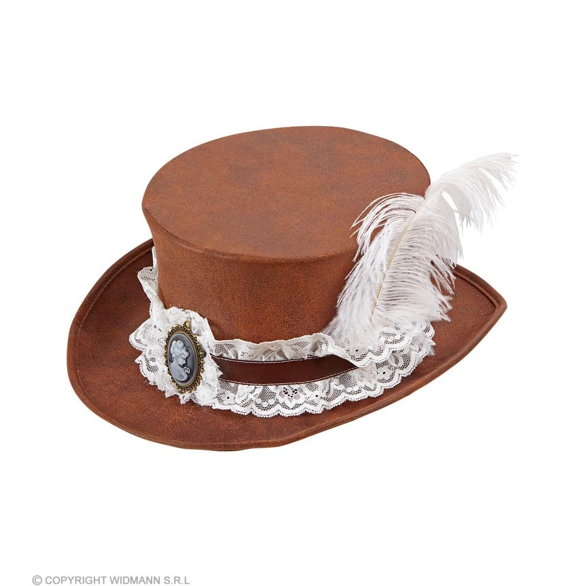 Cappello Steampunk Marrone con Merletto e Cameo |Widmann