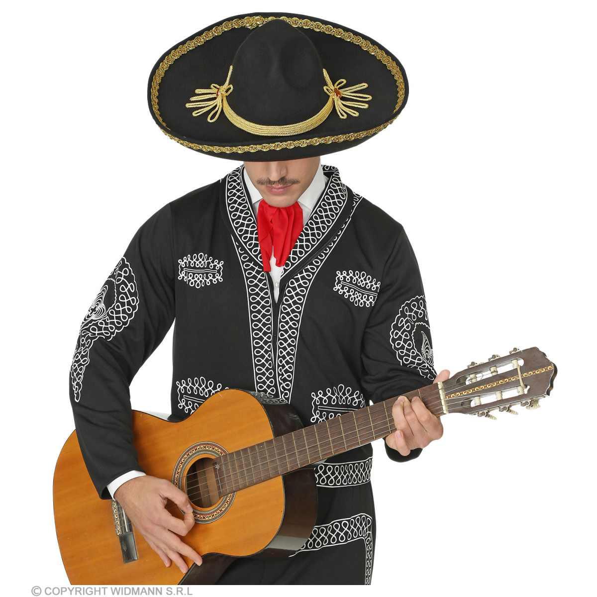 Cappello Sombrero cm.Ø50 Feltro Nero con Decori Oro |Widmann