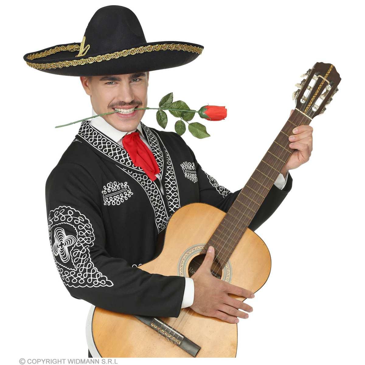 Cappello Sombrero cm.Ø50 Feltro Nero con Decori Oro |Widmann