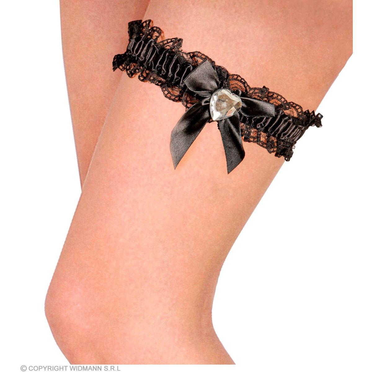Giarrettiera Nera con Cuore e Pietra |Widmann