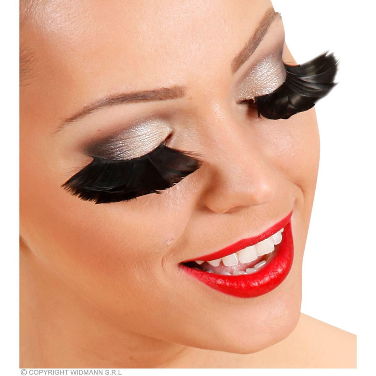 Trucco Ciglia Extra Lunghe Piume Nere |Widmann