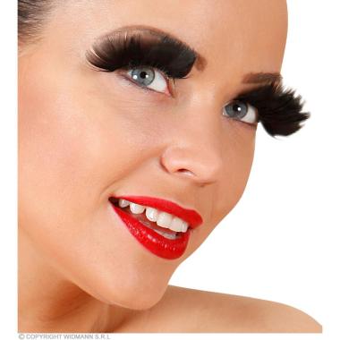 Trucco Ciglia Extra Lunghe Piume Nere |Widmann
