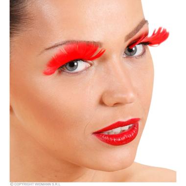 Trucco Ciglia Extra Lunghe Piume Rosse |Widmann