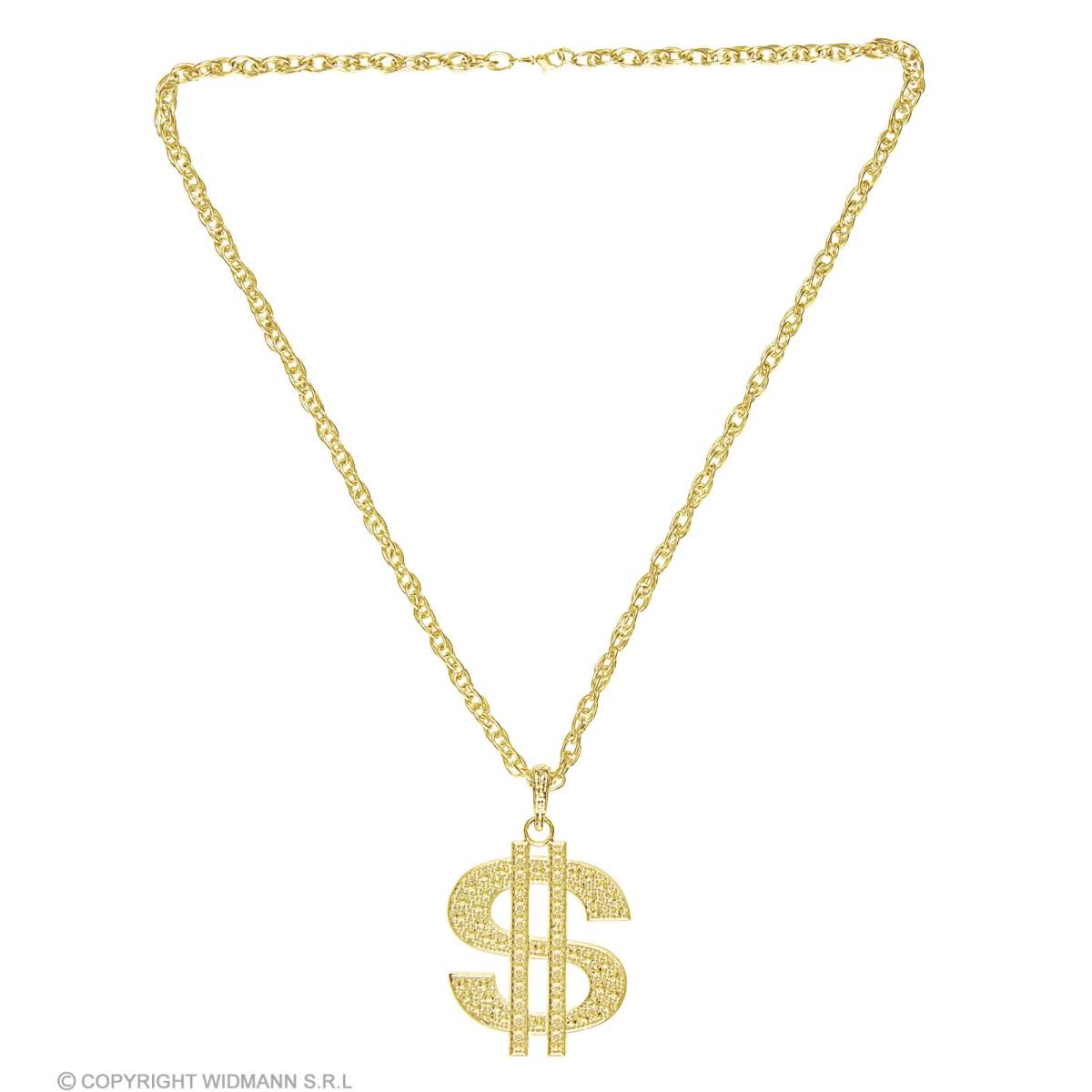 Collana Metallo Dollaro Oro con Strass |Widmann