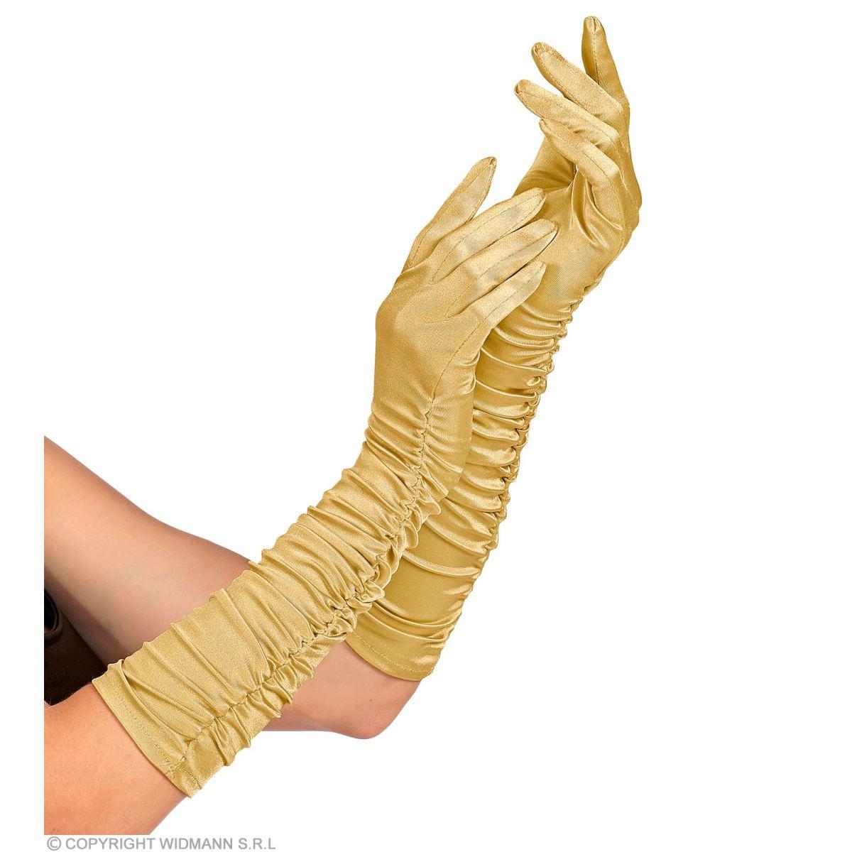 Guanti Raso Lunghi Oro Plistati cm.44 |Widmann