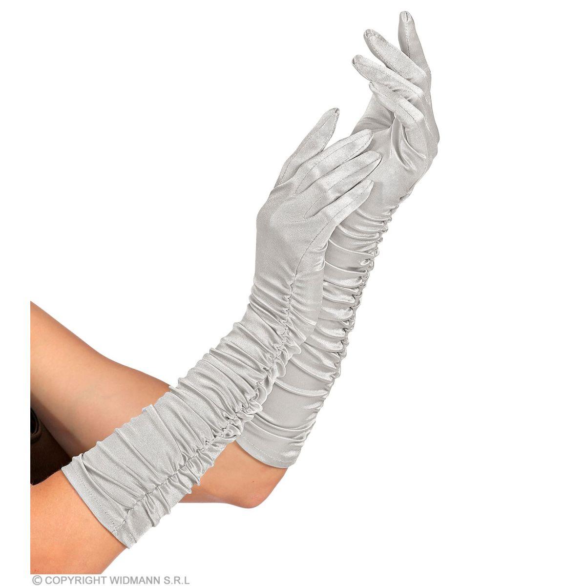 Guanti Raso Lunghi Argento Plistati |Widmann