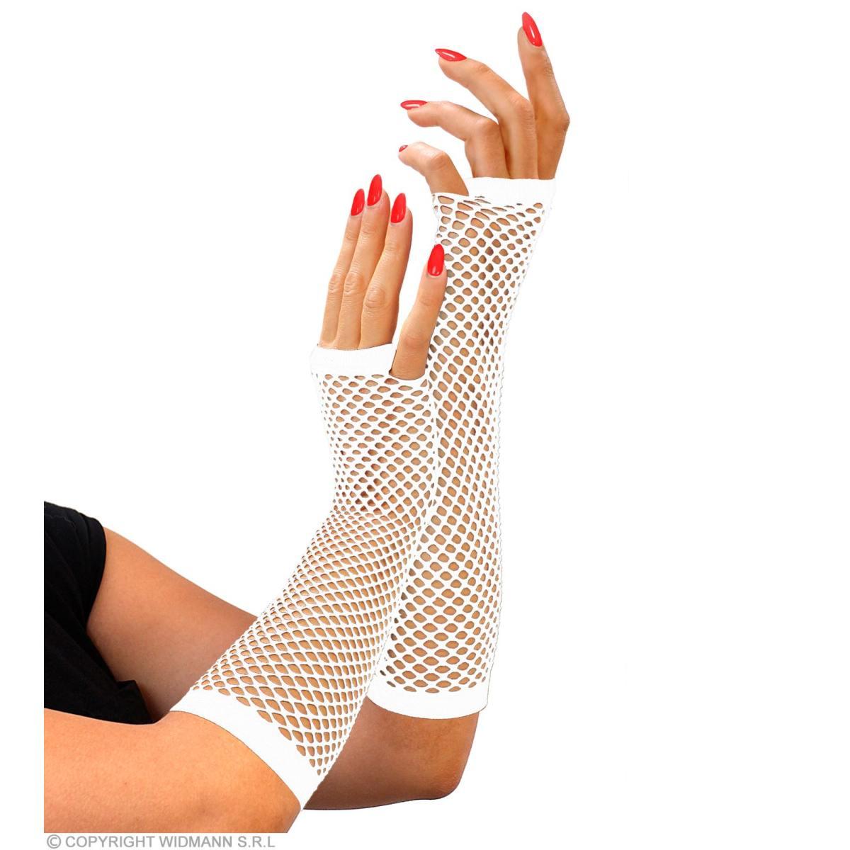 Guanti Lunghi Rete Bianchi Senza Dita cm.33 |Widmann