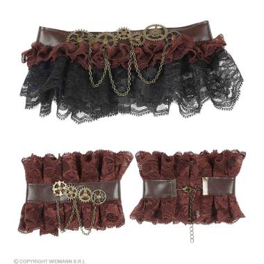 Collarino Steampunk con Polsini con Pizzo Nero |Widmann