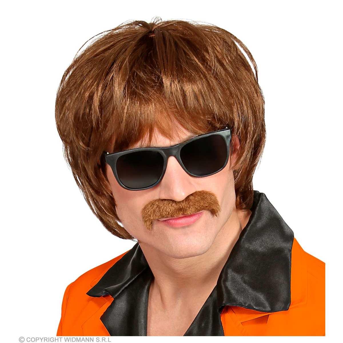 Parrucca Castana Anni '60 con Baffi |Widmann