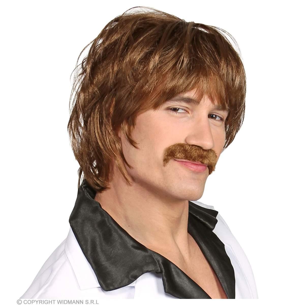 Parrucca Castana Anni '60 con Baffi |Widmann