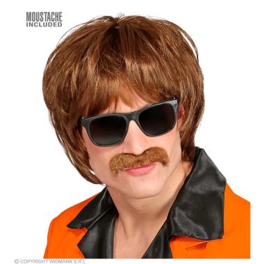 Parrucca Castana Anni '60 con Baffi |Widmann