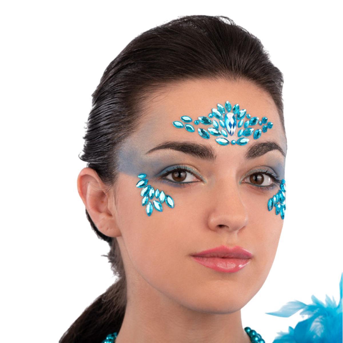 Trucco Decorazioni Adesive Viso Crystal Azzurre |Carnival Toys