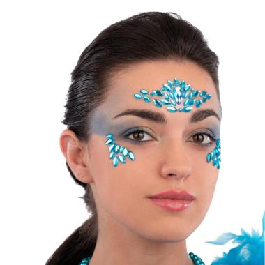 Trucco Decorazioni Adesive Viso Crystal Azzurre |Carnival Toys