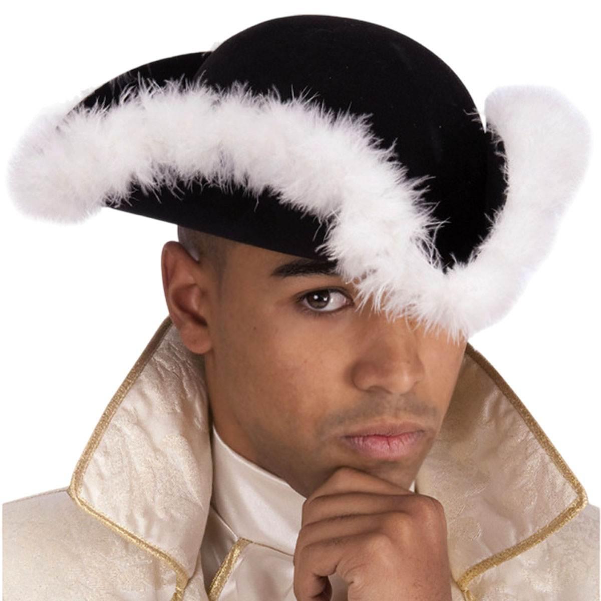 Cappello Tricorno Nero con Marabout |Carnival Toys