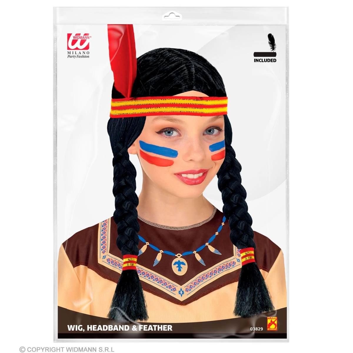 Parrucca Indiana con Fascia e Piuma Baby |Widmann