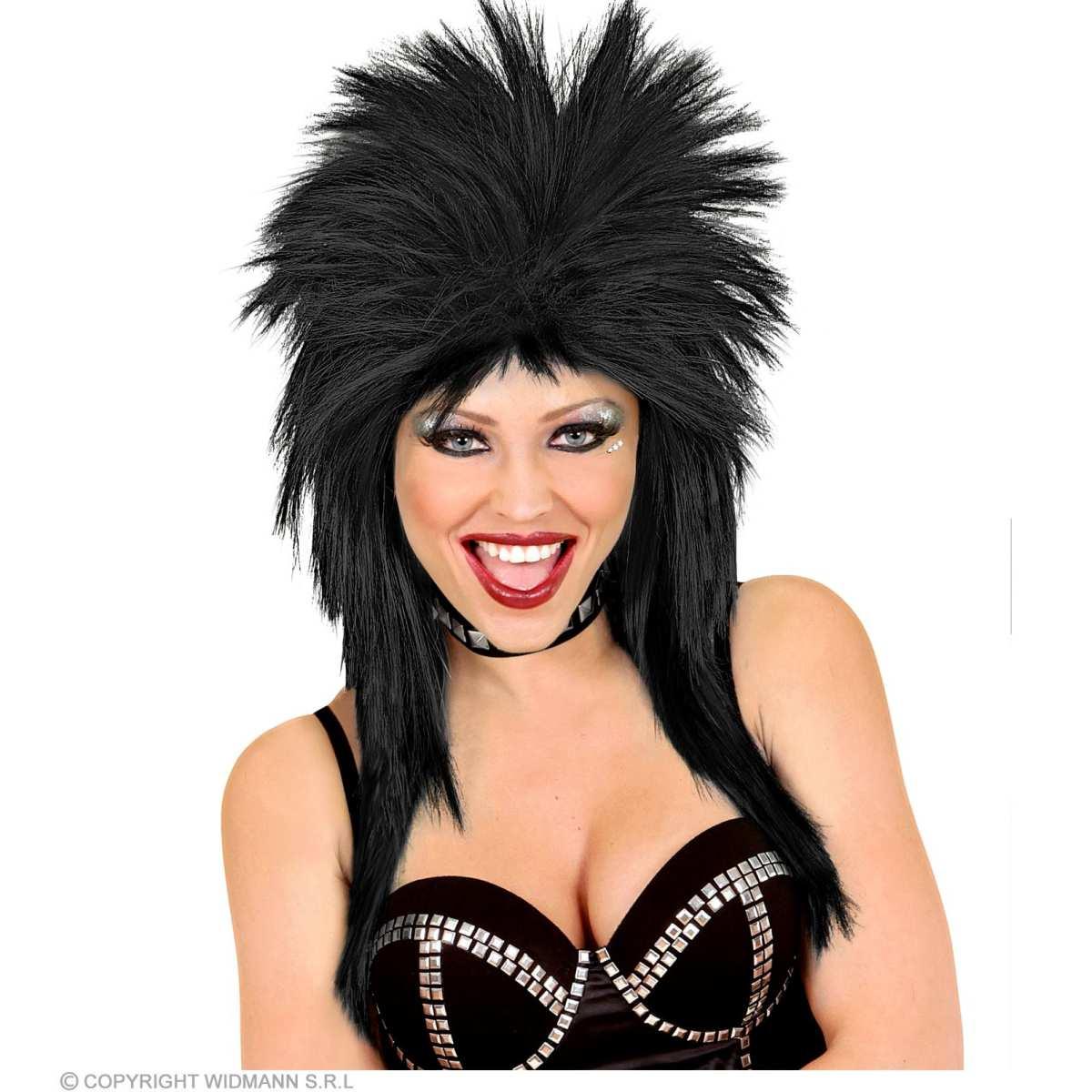 Parrucca Punk Rock Nera con Cresta |Widmann