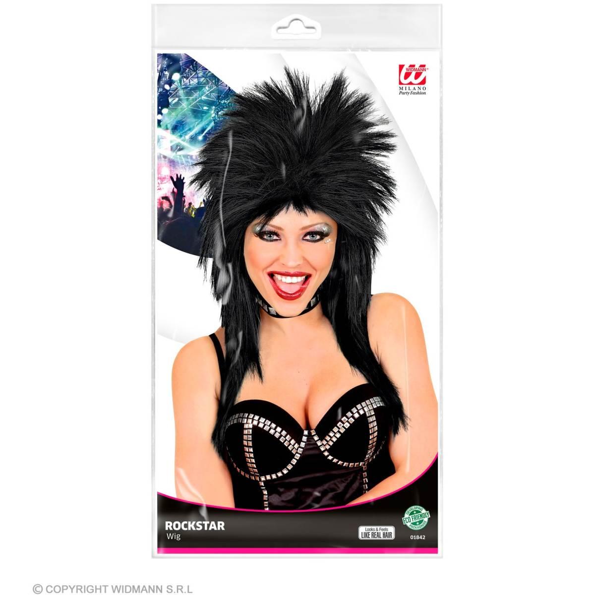 Parrucca Punk Rock Nera con Cresta |Widmann