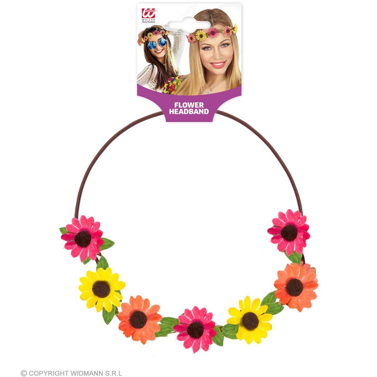 Fascia Capelli Hippie con Fiori Colorati |Widmann