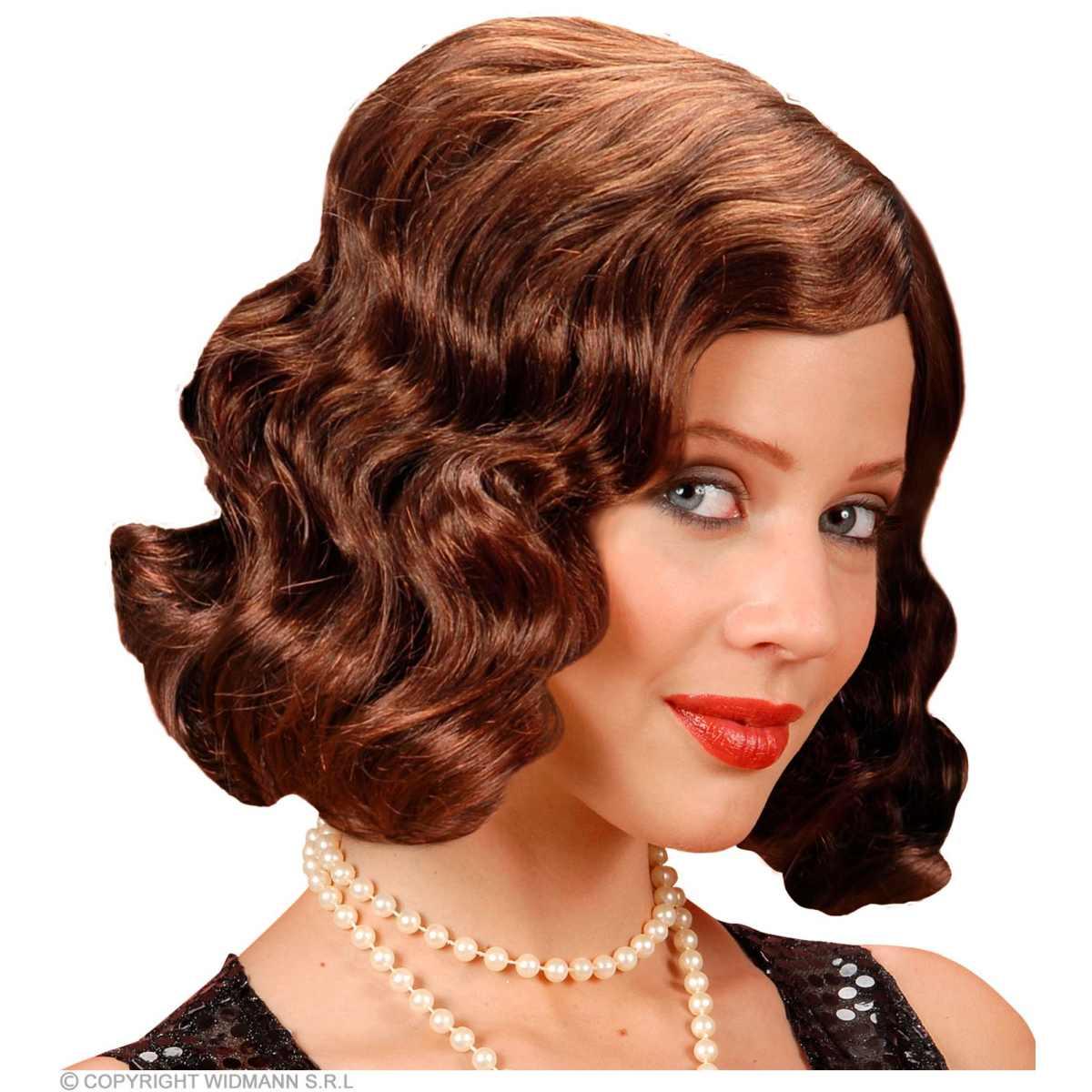 Parrucca Anni '20 Caschetto Castana Riccia |Widmann