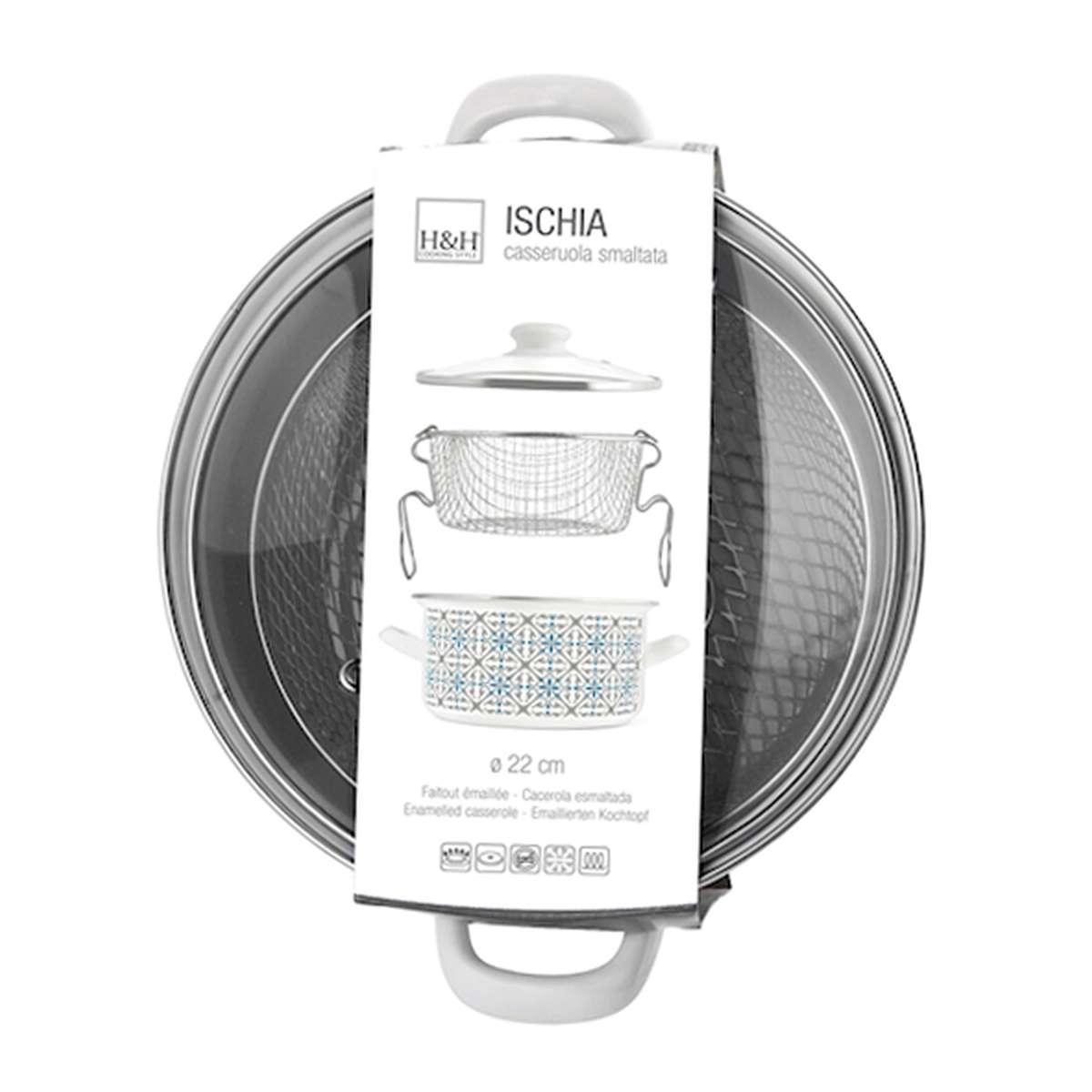 Friggitrice con Cestello Smaltata Ischia cm.Ã˜22 | H&H