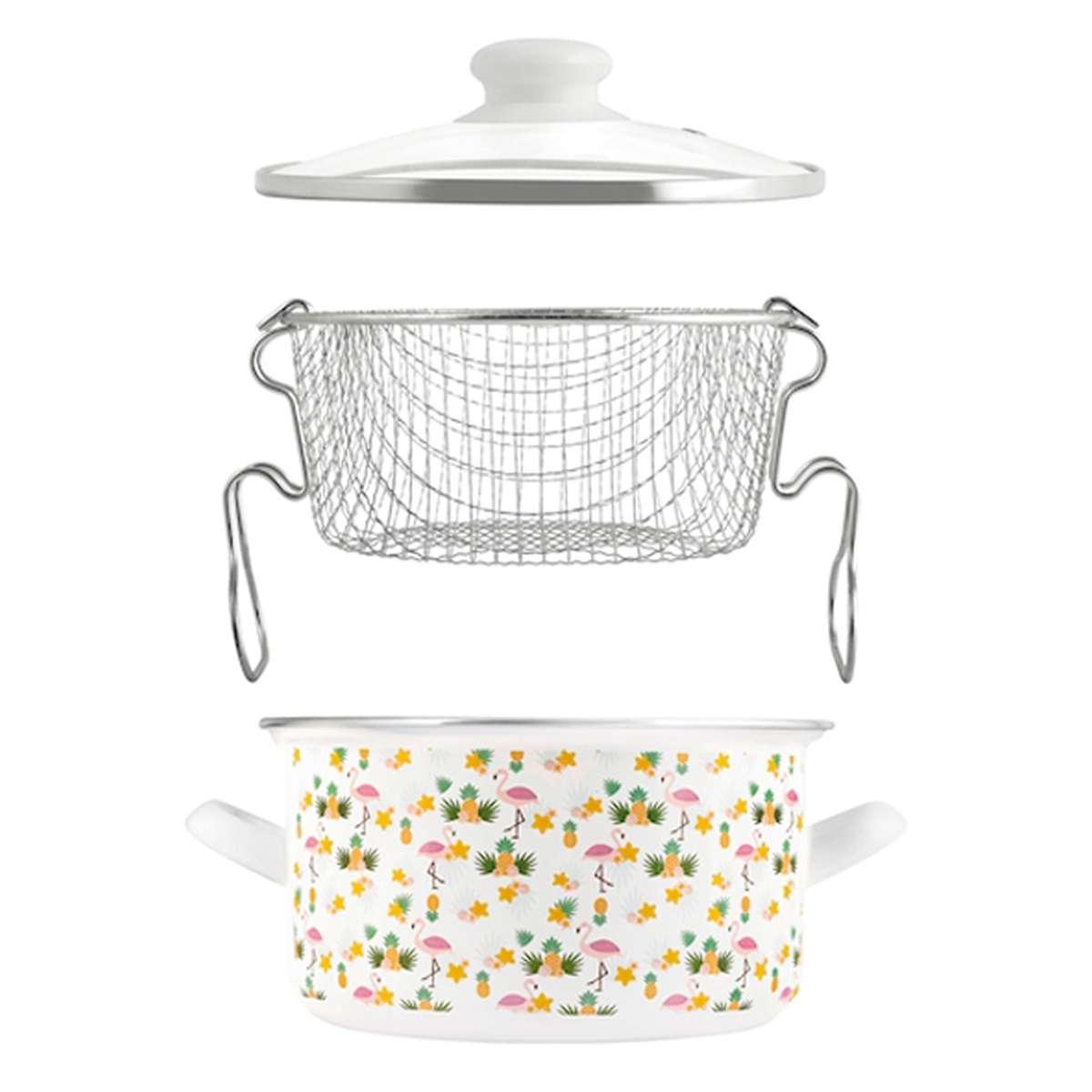 Friggitrice con Cestello Smaltata Flamingo cm.Ã˜22 | H&H