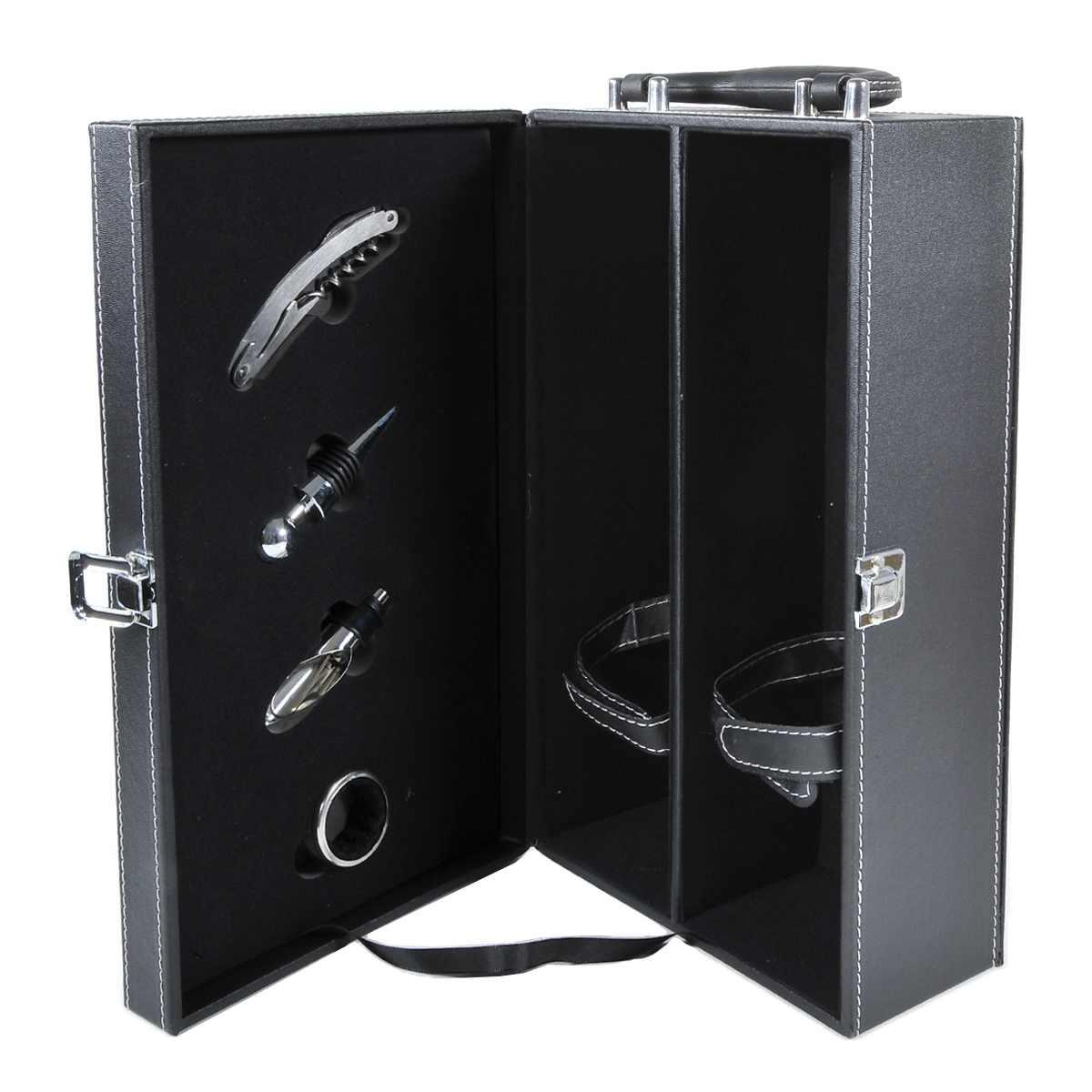 Porta Bottiglie 1P Ecopelle con Accessori pz.5 | H&H