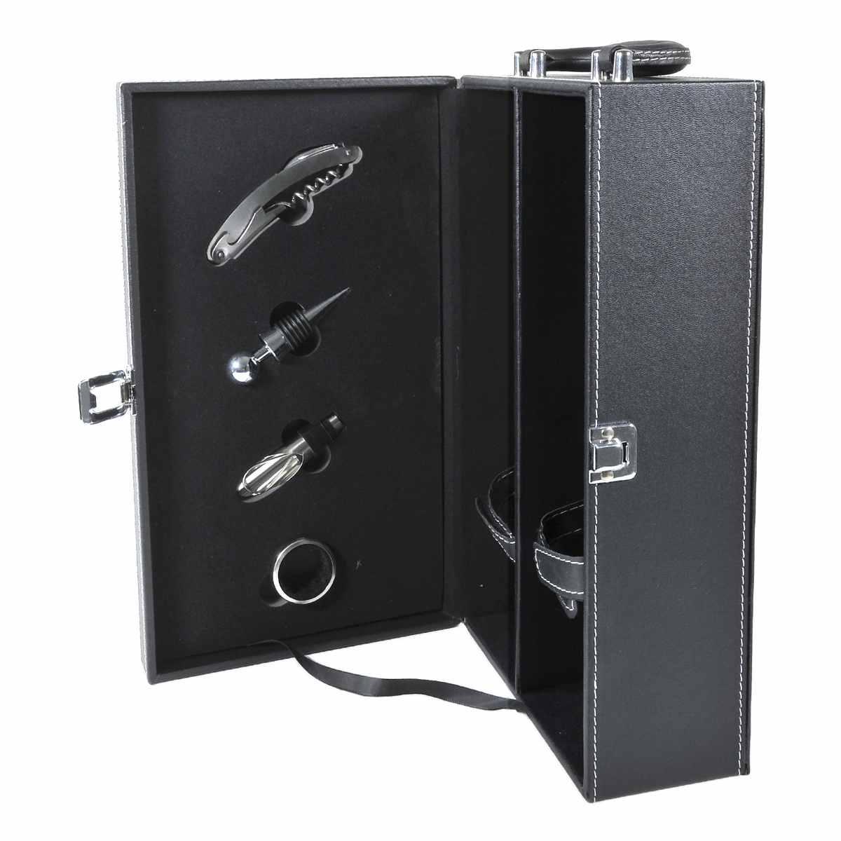 Porta Bottiglie 1P Ecopelle con Accessori pz.5 | H&H