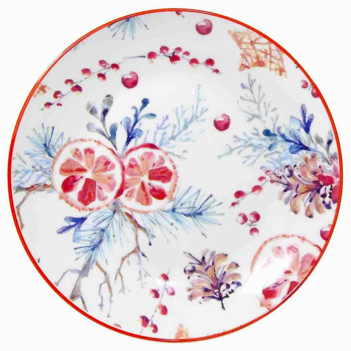 Piatti Servizio Tavola Set pz.18 Natalizio Porcellana Celebration Rosso | H&H