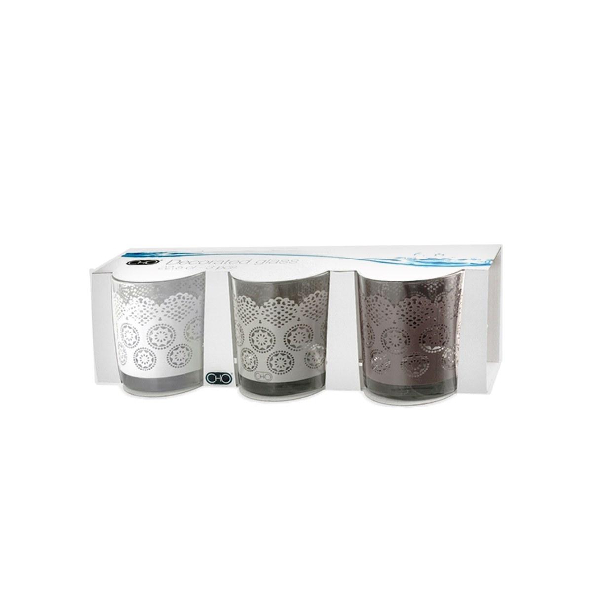 Bicchieri Vetro Set pz.3 Acqua Merletto Assortiti ml.225 | H&H