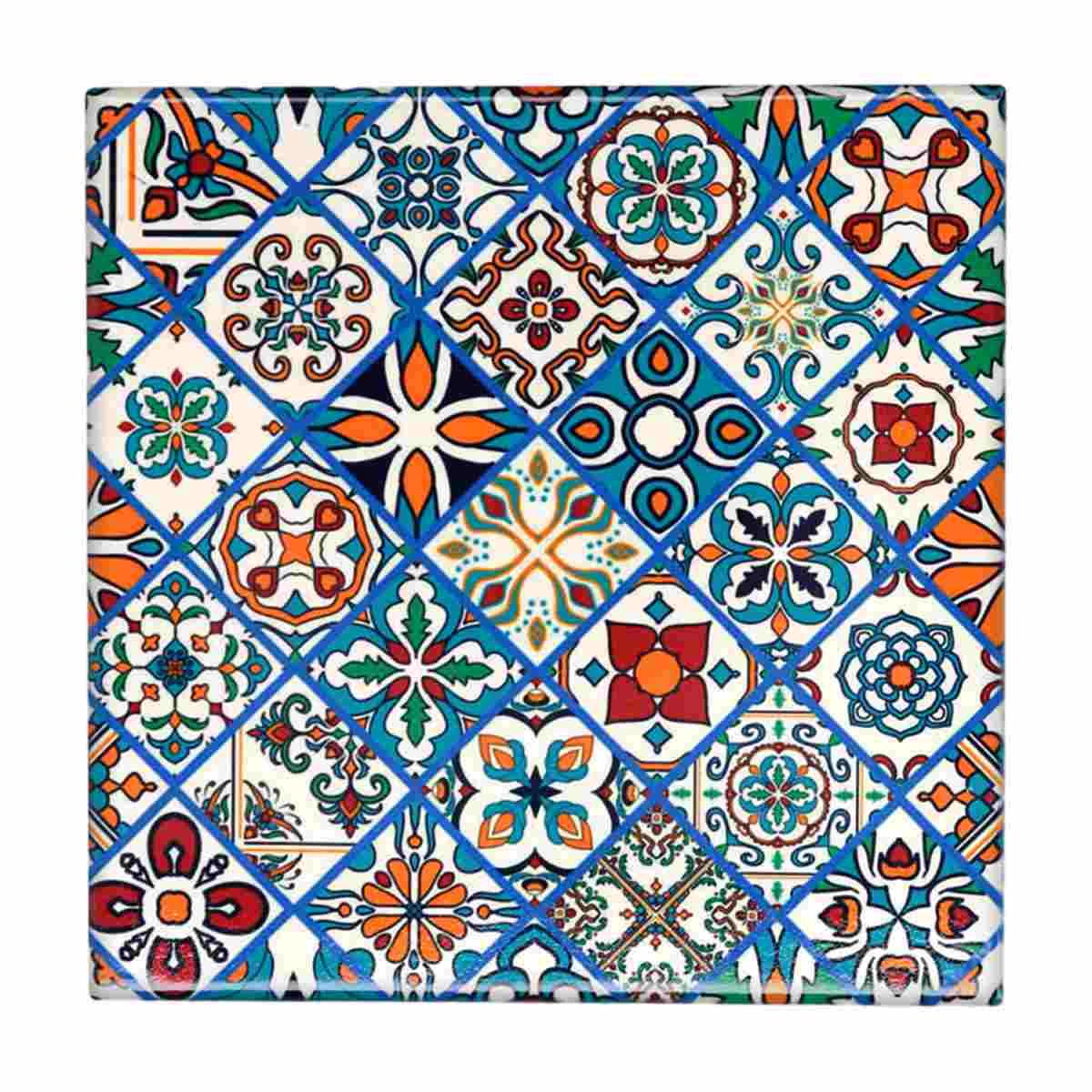 Sottopentola Mattonella Mandala Blu Quadro cm.20x20xh0,6 | Vacchetti