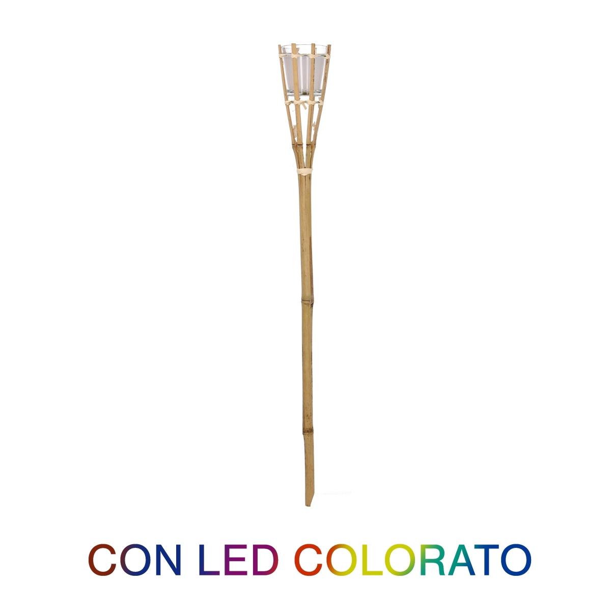 Fiaccola Bambu LED con Candela Citronella cm.Ø8,5xh76 | Vacchetti
