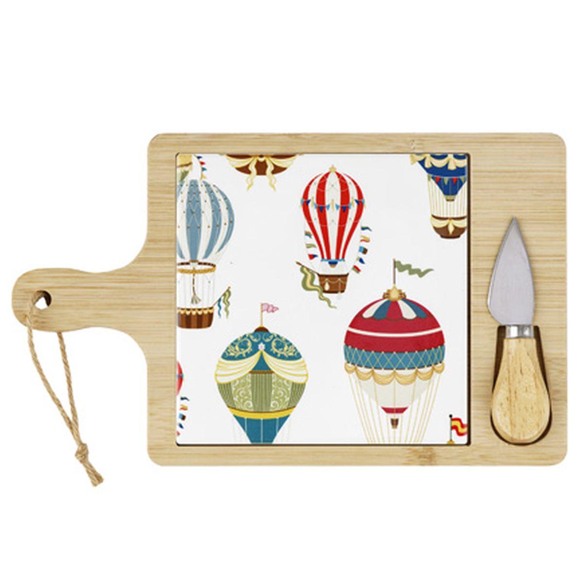 Tagliere Legno Mongolfiere con Coltello Formaggio cm.29x17 | Montemaggi