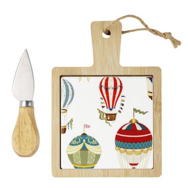 Tagliere Legno Mongolfiere con Coltello Formaggio cm.17 | Montemaggi