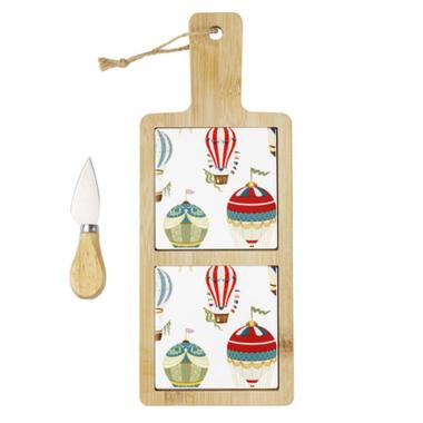 Tagliere Legno Mongolfiere con Coltello Formaggio cm.32 | Montemaggi
