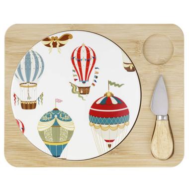 Tagliere Legno Mongolfiere con Coltello Formaggio cm.25x20 | Montemaggi